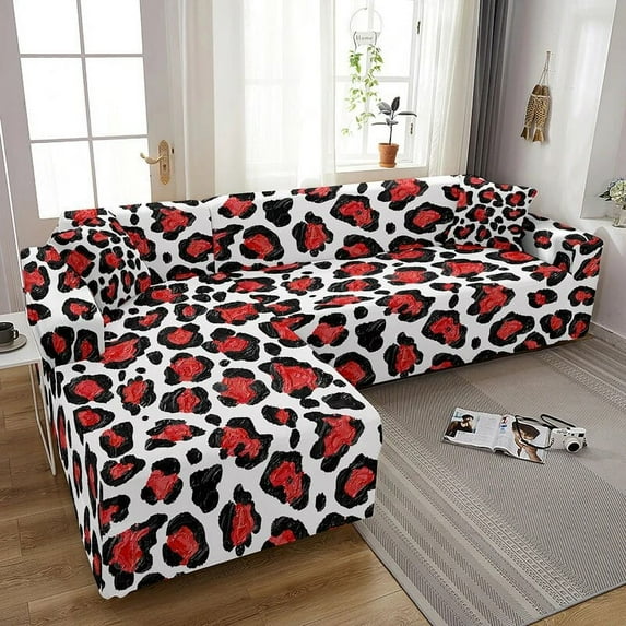 Animal Leopard Combination Elastic Sofa Covers L Shape Stretch Couch Cover For Living Room r Dust-proof Slipcovers