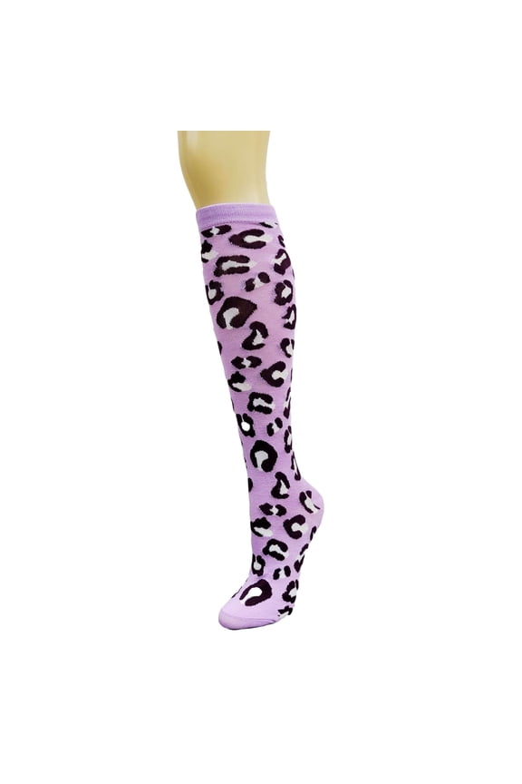 Animal (Leopard) Print Socks (Knee High) Color: Lilac