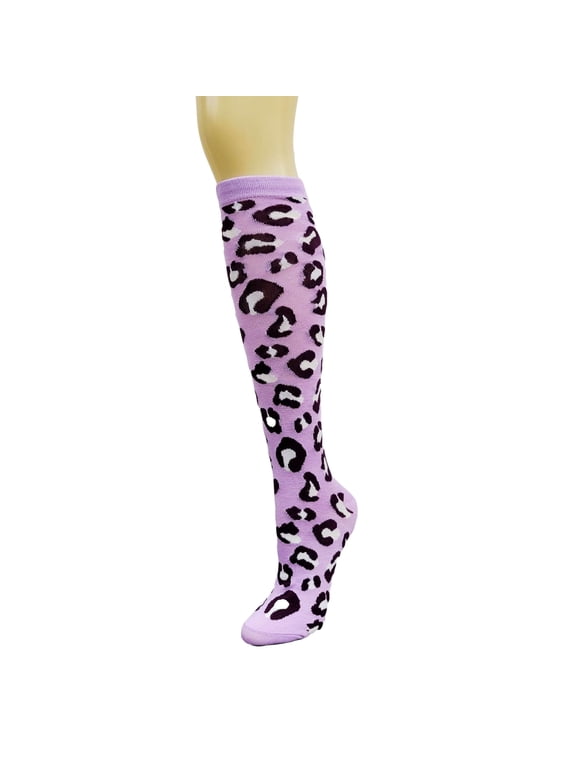 Animal (Leopard) Print Socks (Knee High) Color: Lilac