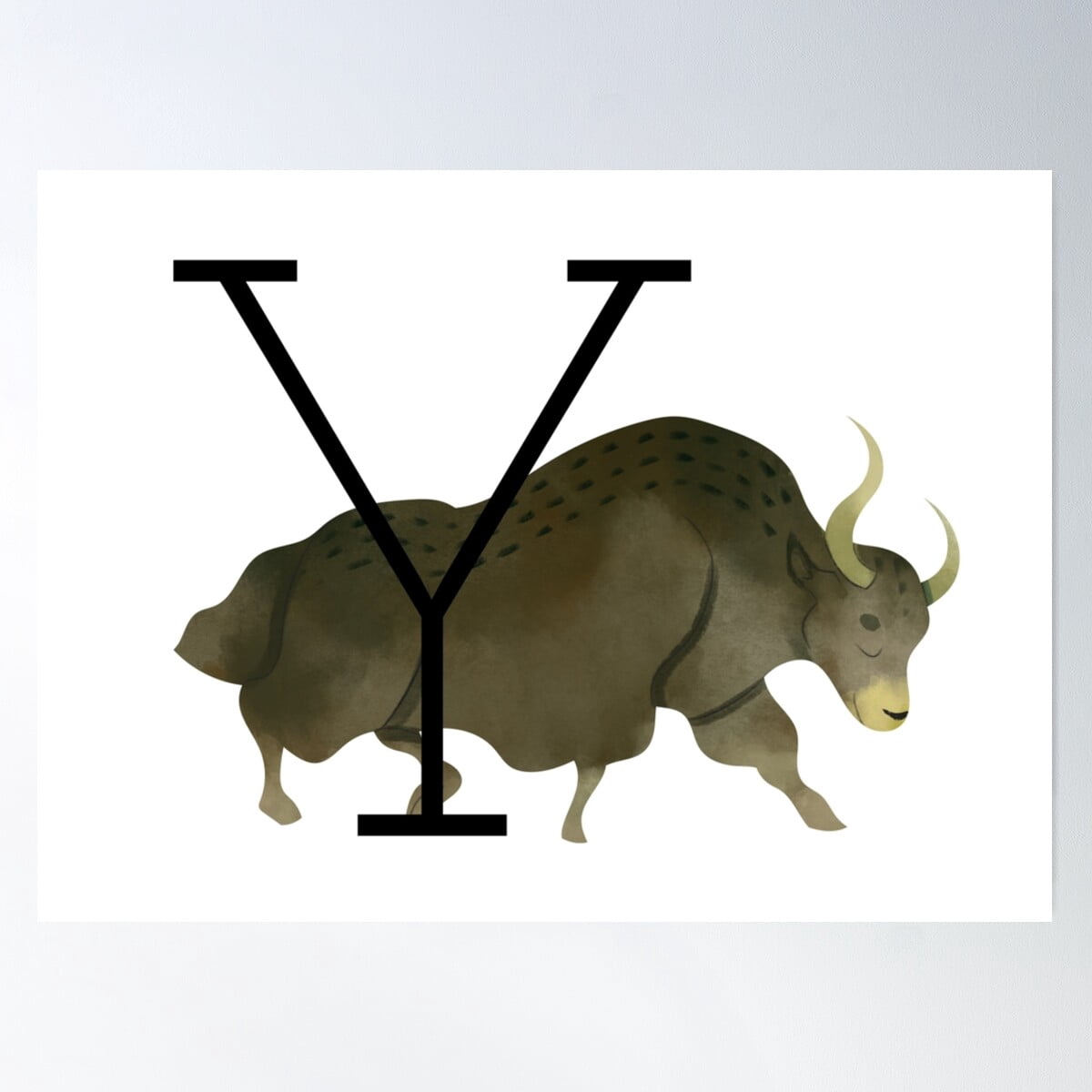Animal Letter Y For Yak Poster Wall Art, Modern Wall Decor For Living ...