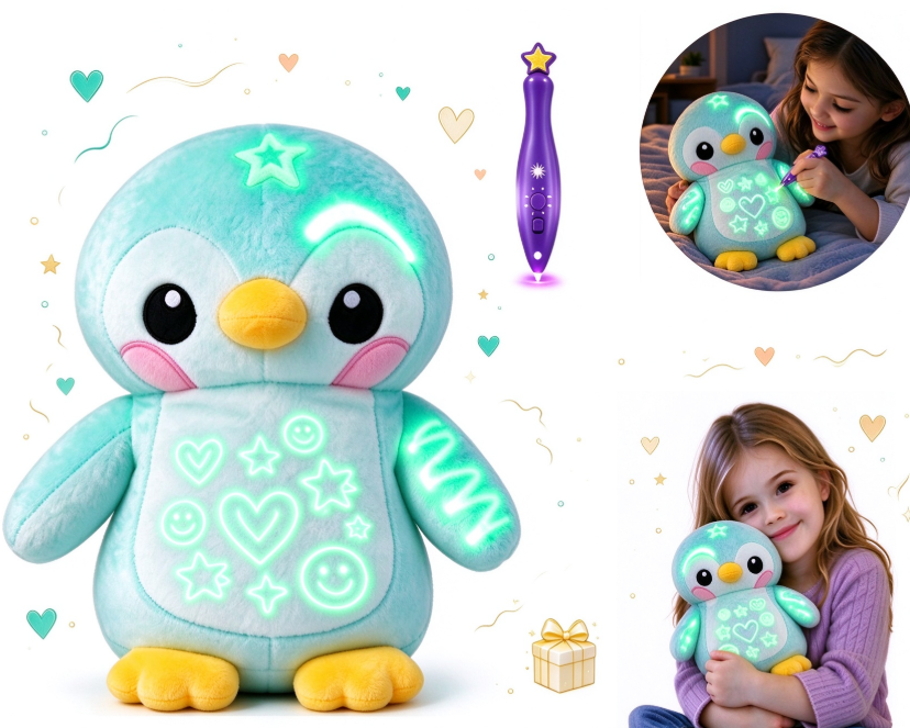 Animal Light Drawing Plush with Magic Pen, Soft Cuddly Plush Toy, Make ...