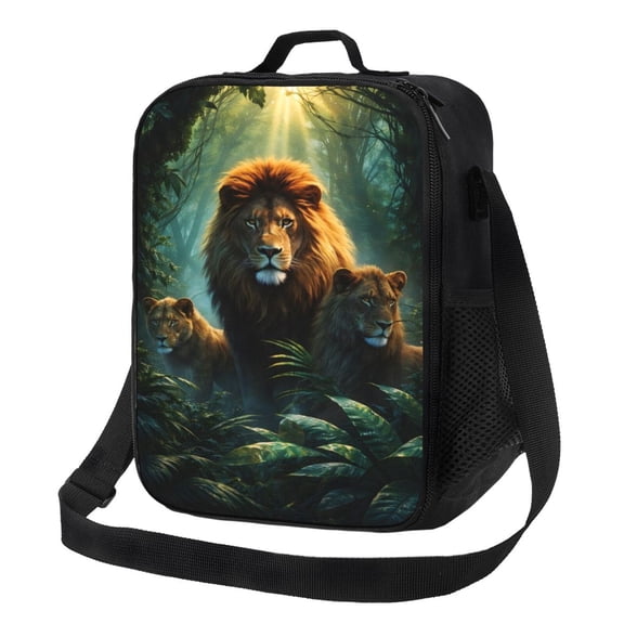Animal Lion Lunch Bag Insulated Thermal Lunch Box with Shoulder Strap & Handle for Women and Men