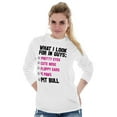 thumbnail image 1 of Animal Long Sleeve T-Shirts Tee For Women What I Look For In Guys Pit Bull Joke Dog Lad, 1 of 2