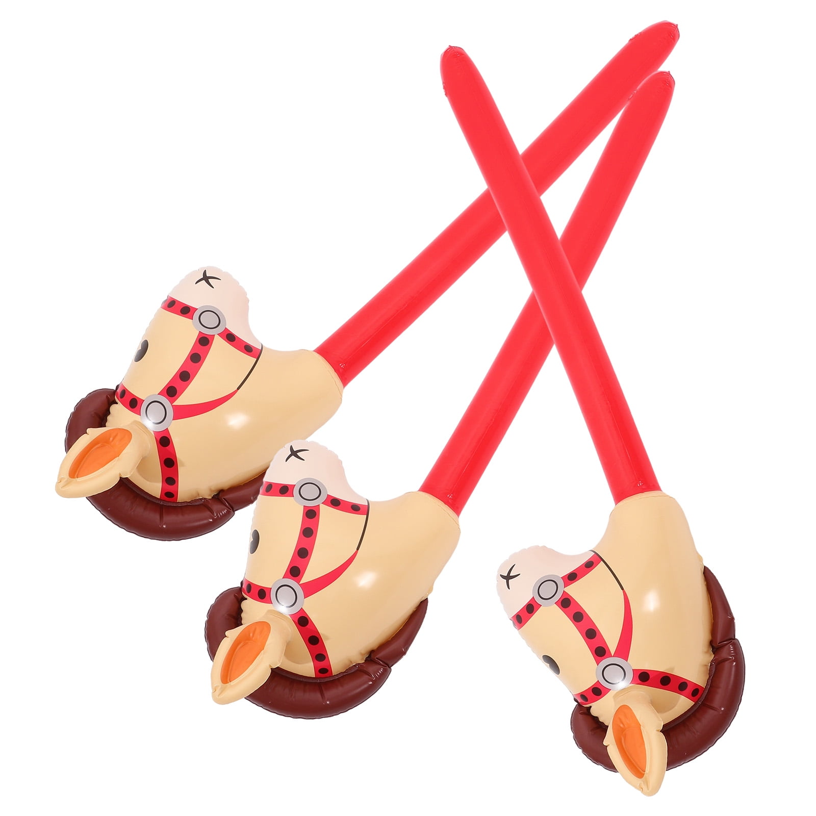 Animal Long Stick Inflatable Horse Decor Pvc Cheering Sticks Horses For Adults Child Head 6 Pcs