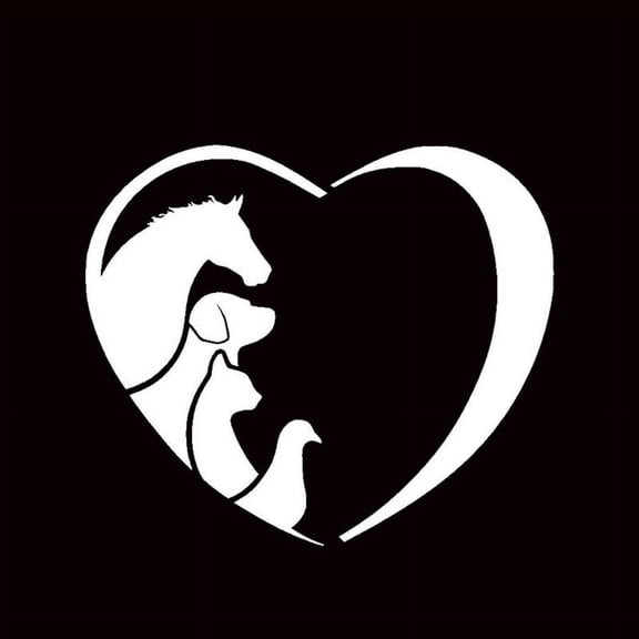 Animal Love Heart Vinyl Decal Sticker | Cars Trucks Vans Walls Laptops Cups | White | 5.5 inches | KCD1012