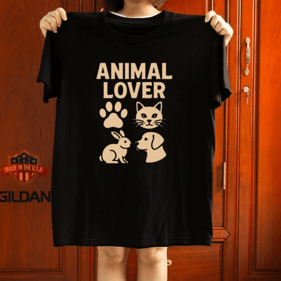 Animal Lover Pet Silhouette Cat Dog Rabbit Paw Print Rescue Support Tee,for unisex up to 5XL