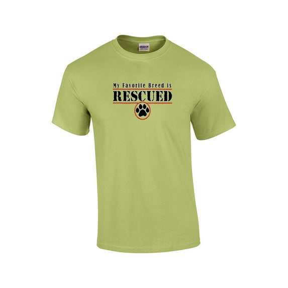 Animal Lover Short Sleeve T-shirt Favorite Breed is Rescued-Pistachio-XXL