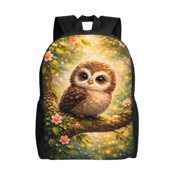 Animal Lovers Owl Backpack Full Front Print Travel Laptop Bag for Men and Women