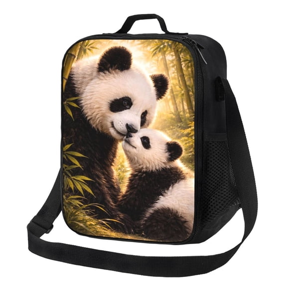 Animal Lovers Panda Lunch Bag Insulated Thermal Lunch Box with Shoulder Strap & Handle for Women and Men