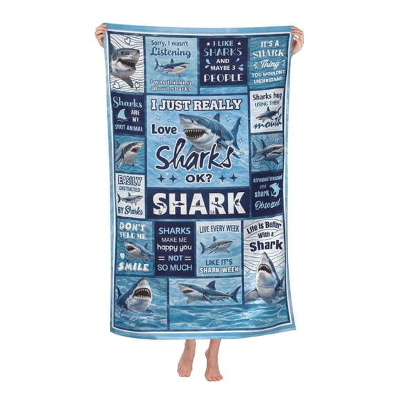 Animal Lovers Shark Bath Towel Soft and Highly Absorbent for Adults
