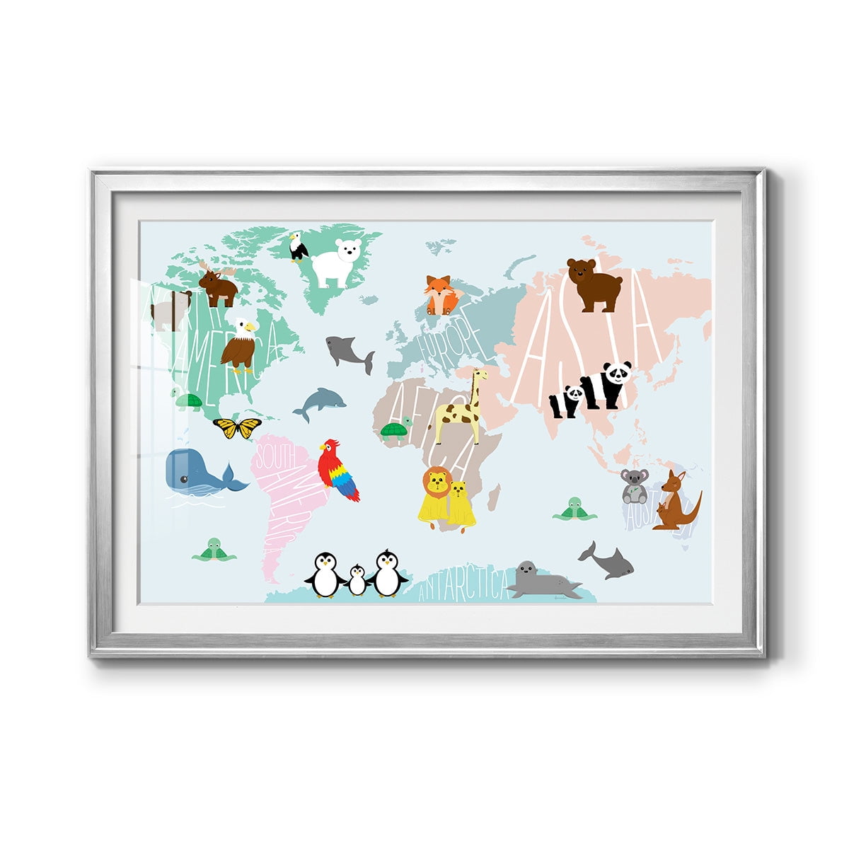 Animal Map Premium Framed Print - Ready to Hang