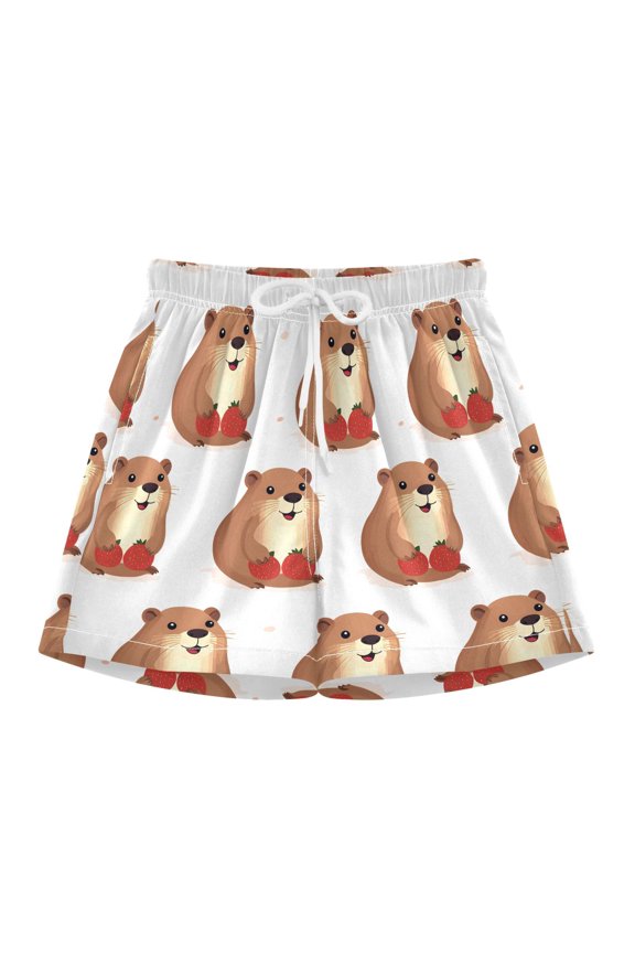 Animal Marmot Strawberry Swim Trunks Quick Drying Bathing Suit Summer Shorts Swimwear