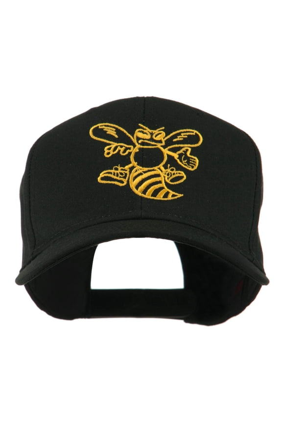 Animal Mascot Bee Outline Embroidered Cap - Black OSFM