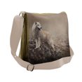 thumbnail image 1 of Animal Messenger Bag, White Wolf on the Rocks, Unisex Cross-body, by Ambesonne, 1 of 2