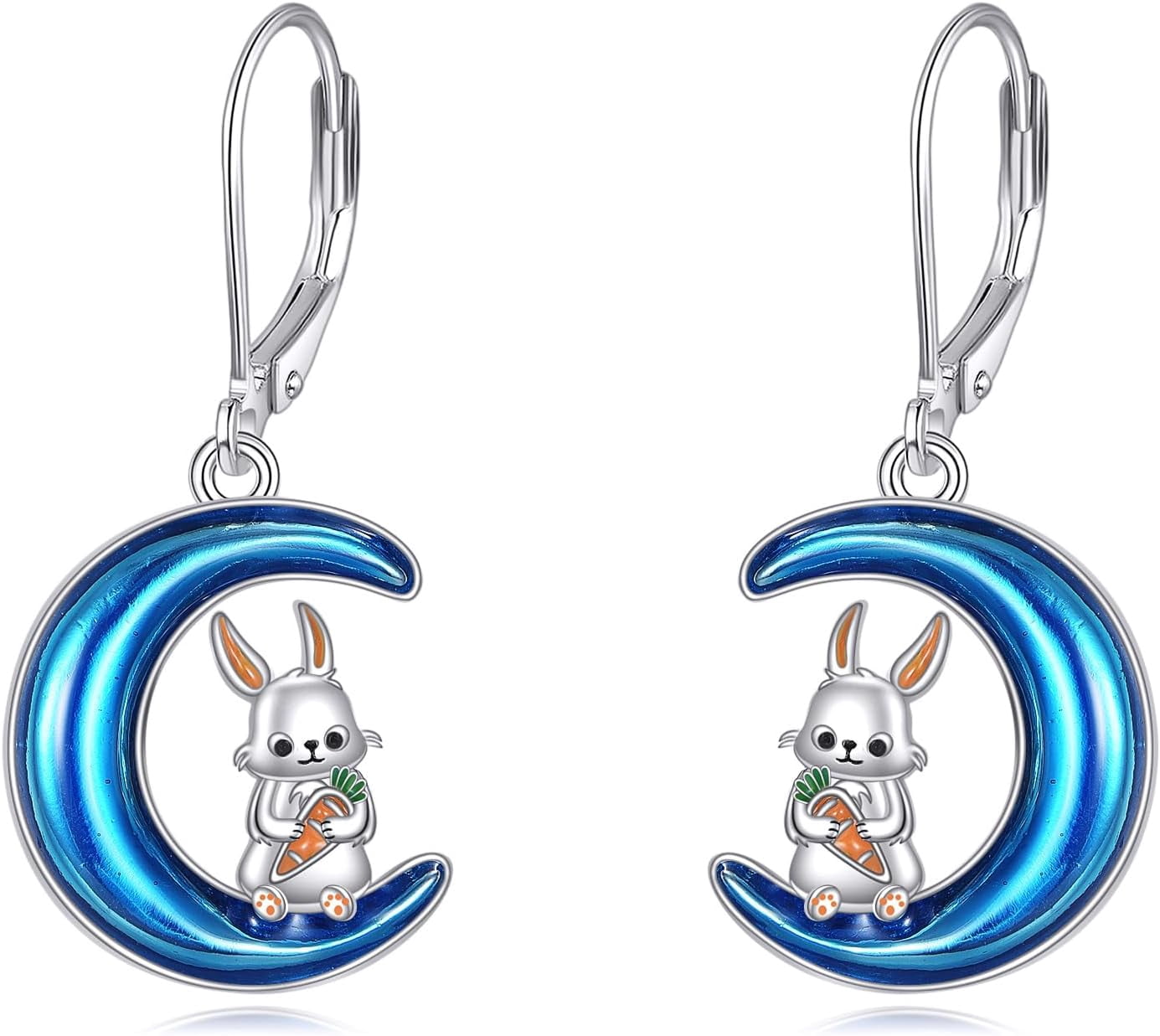 Animal Moon Earrings Fox/Panda/Cow/Koala/Bulldog/Axolotl 925 Sterling ...
