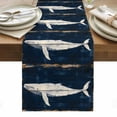 thumbnail image 1 of Animal Motif Table Runner 13 x 48 Inch, Vintage Theme Whale Watercolor Washable Cotton Linen Dining Table Runner Tabletop Decorations for Restaurant Home Kitchen Party, 1 of 9