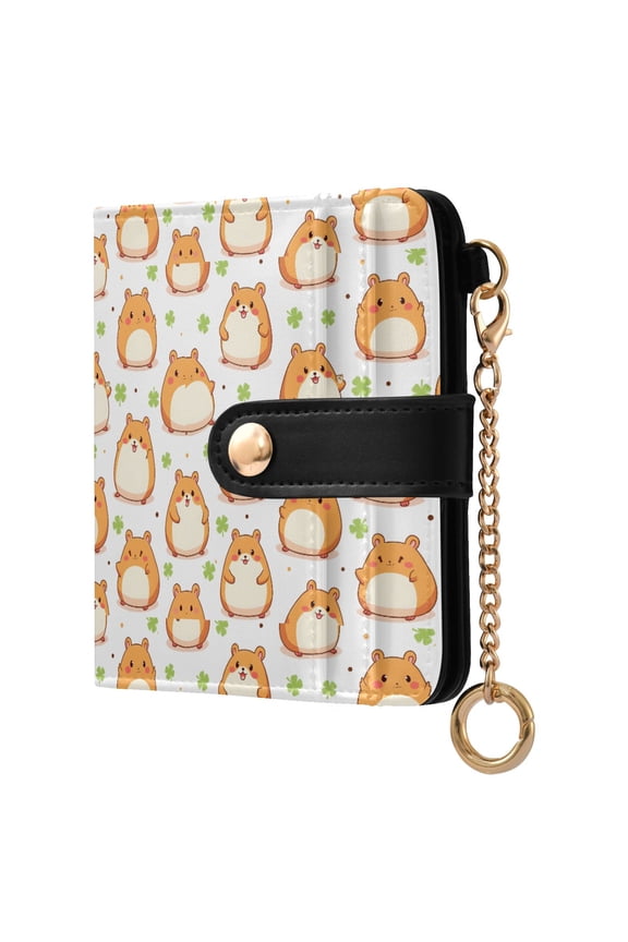 Animal Mouse Clover Small Wallet for Women RFID Blocking Bifold PU Leather Credit Card Holder with Zipper Coin Pocket Compact Cute Travel Purse Magnetic Snap 7 Card Slots