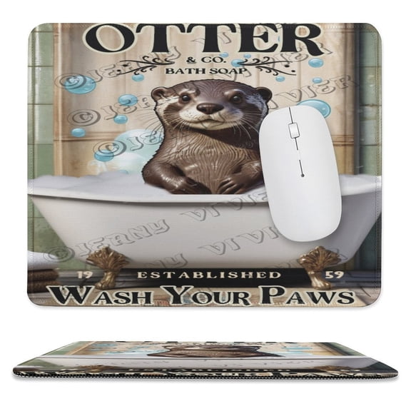Animal Mouse pad, Cute Brown Otters Rectangle Non-Slip Rubber Mousepad 10"x12"
