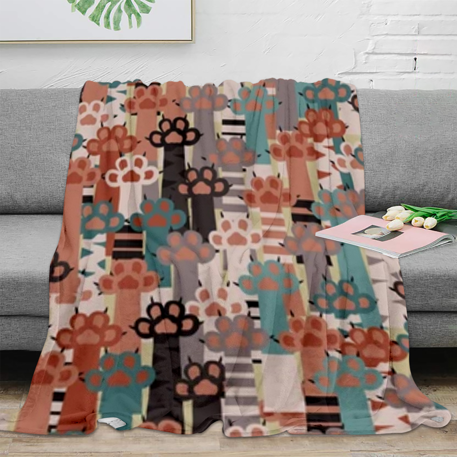 Animal Multi Color Cat Throw Blanket Portable Warm Blanket Blankets For