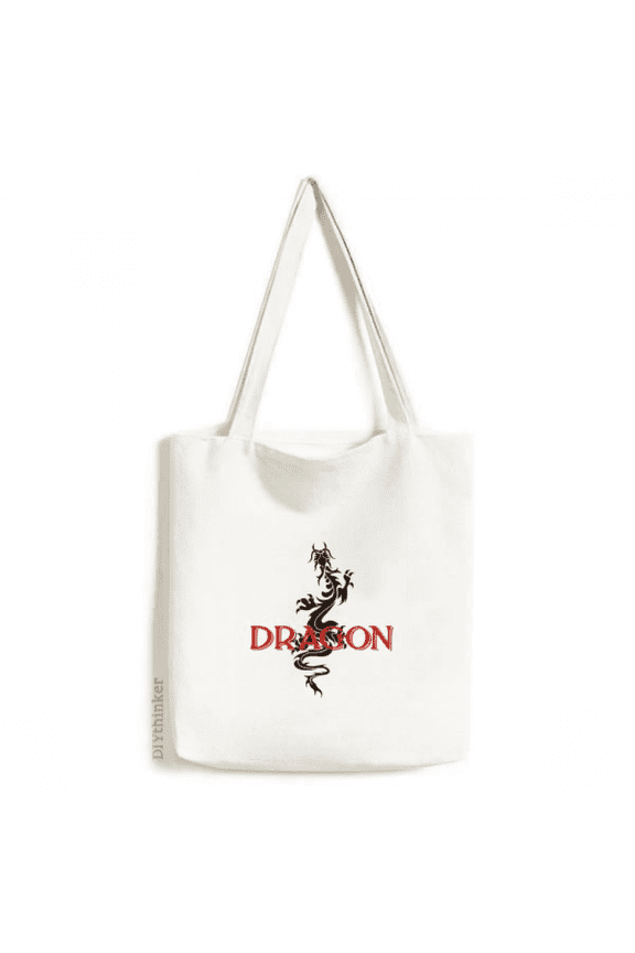 Animal Myth Oriental Western Dragons Tote Canvas Bag Shopping Satchel Casual Handbag