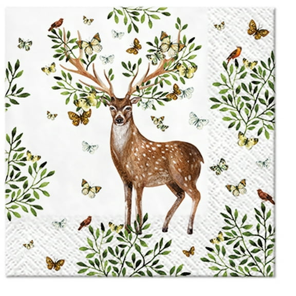 Animal Napkins for Decoupage FOREST ANTLERS  40pcs Cocktail Napkins, Forest Animal Paper Napkins, Disposable Napkins Decorative, Bachelorette Cocktail Napkins