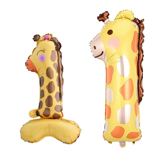 Animal Number 1 Balloons, Standing Foil 40inch Cartoon Giant Number 1 Balloons, Cute Animal 1st Birthday Balloons for Kids Wild One Jungle Safari Party 1st Birthday Decorations