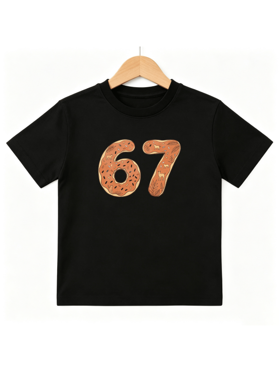 Animal Number 67 Boys Graphic Tee, Cute Woodland Forest Wildlife 100% Cotton Kids Short Sleeve T-Shirt