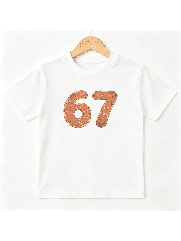 Animal Number 67 Boys Graphic Tee, Cute Woodland Forest Wildlife 100% Cotton Kids Short Sleeve T-Shirt