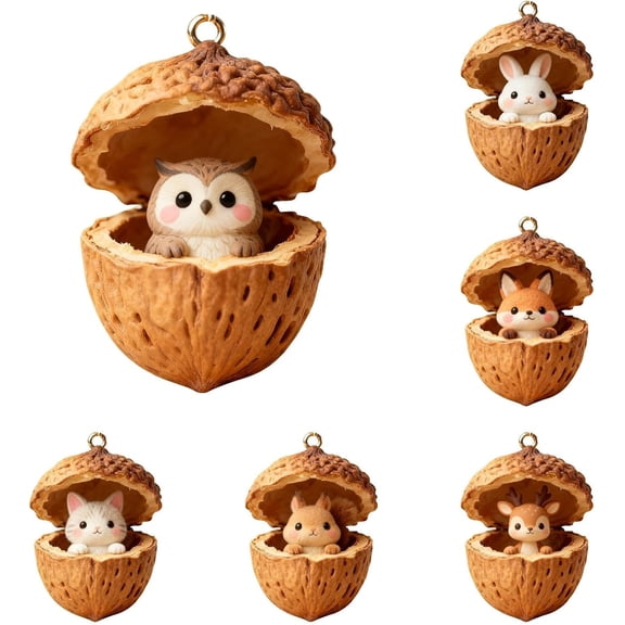 Animal Ornaments for Christmas Tree,Forest Animal Acorn Ornaments 2D Forest Christmas Ornaments, 2026 Animal Decoration, Woodland Christmas Ornament Xmas Tree Hanging Pendant for Home Decor(2PC-H)