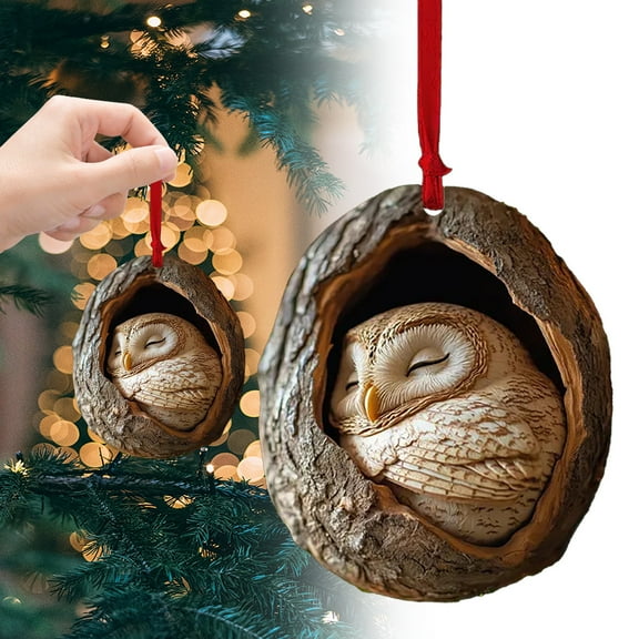 Animal Ornaments for Christmas Tree，Christmas Ornaments 2025 Forest Animals Little Animals Acrylic Hanging Decoration Gift for Animal Lovers(Owl)