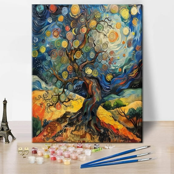 Animal Paint by Numbers Kit for Adults Owl in The Forest at Night Paint by Number with Brushes and Pigment, Art Crafts DIY Oil Painting for Home Wall Decoration, 16x20 Inch