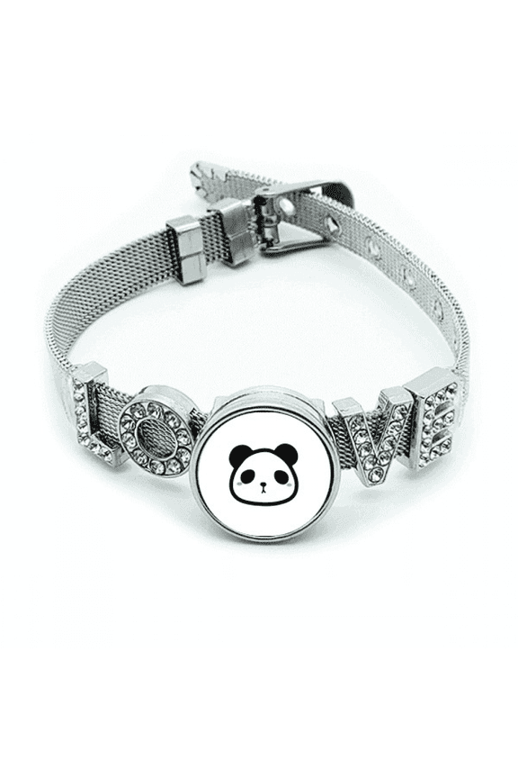 Animal Panda Round Plush Lovely Cat Bracelet Wristband Crystal Love Adjustable Bangle
