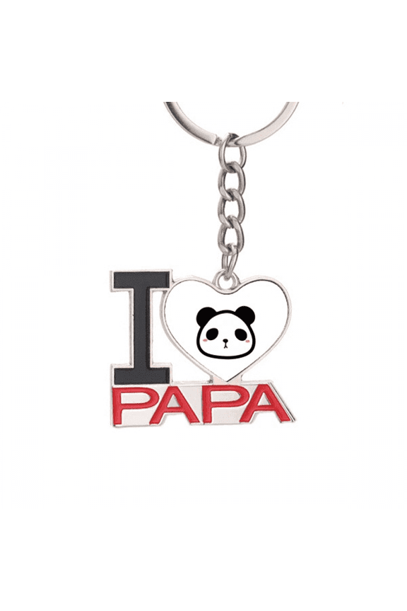 Animal Panda Round Plush Lovely Cat Keychain Metal Keyring Holder Love PAPA Father