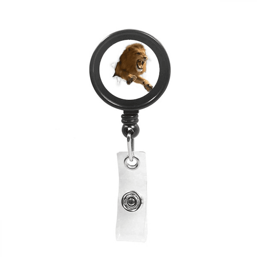 Animal Paper Break Shocks Lions Retractable Keychain Badge Holder ID Badge