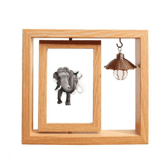 Animal Paper Breaks Impact Elephants Wooden Rotating Picture Photo Frame 4x6