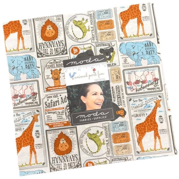 Animal Park Fun Layer Cake by Stacy Iest Hsu, 42 10-inch Precut Fabric Quilt Squares