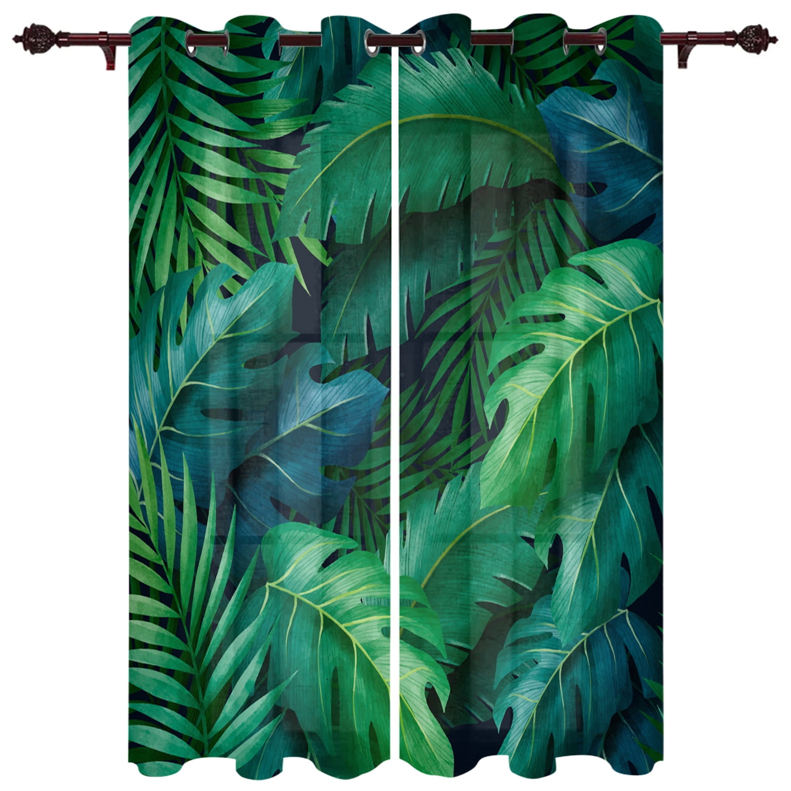 Image showcasing Animal Parrot Tropical Plant Green Leaf Luxury Home Curtains Home ...