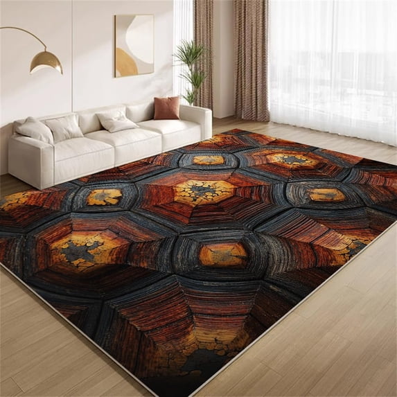 Animal Pattern Turtle Shell Area Rugs, Abstract Carpet, Washable Non ...