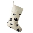 thumbnail image 1 of Animal Paw Print Cotton Christmas Stocking, Beige, 17-Inch, 6-Count, 1 of 1