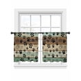 thumbnail image 1 of Animal Paw Print Sheer Curtains for Living Room Bedroom, Dog Claws Pattern Brown Green Wooden Striped Light Filtering Sheer Curtains, Rod Pocket Voile Window Drapes, 2 Panels Set 52"x 54", 1 of 7