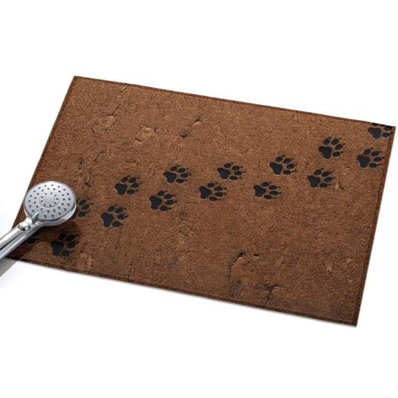 Animal Paw Prints Entryway Rug 2x3ft Washable Non Slip Bathroom Rug Indoor Floor Front Door Mat Cute Pet Footprints Mud Minimalist Brown Rectangle Area Rugs Carpet for Kitchen Office Dining Room Home