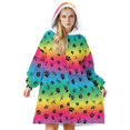 thumbnail image 1 of Animal Paw Prints Rainbow Pattern Oversized Sherpa Fleece Wearable Blanket Hoodie, Double-Sided Warm Fuzzy Pullover with Super Pockets for Women & Men, 1 of 6