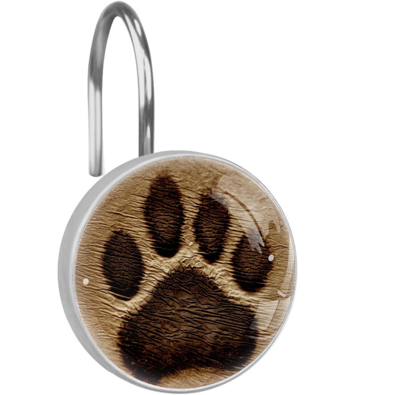 Animal Paw Prints Shower Curtain Hooks （Set of 12） for Home Hotel