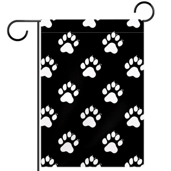 Animal Paws Black Background Garden Flag Double Sided House Flag for Outdoor Home, Personalized All Year Round Yard Decor 12 x 18 Inch