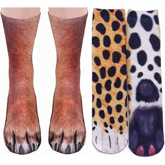 Animal Paws Socks - Funny 3D Animal Socks Crazy Cat Tiger Dog Paw Crew Socks Novelty Socks Gag Gifts