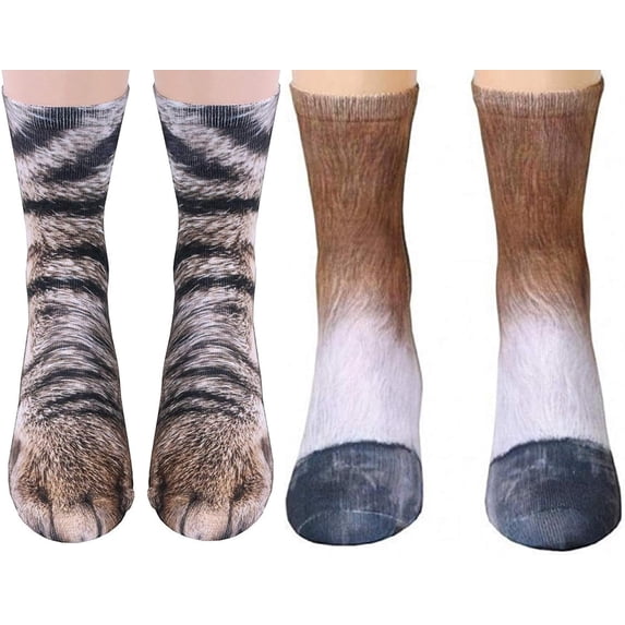 Animal Paws Socks - Funny 3D Animal Socks Crazy Cat Tiger Dog Paw Crew Socks Novelty Socks Gag Gifts