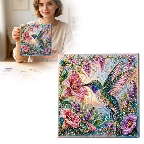 Animal Pearl Art DIY Craft Kit 5D Diamond Painting for Adults Beginner, Handmade Pearl Beads Diamond Dots Painting Gem Sparkling Horse Home Wall Decoration (Hummingbird)