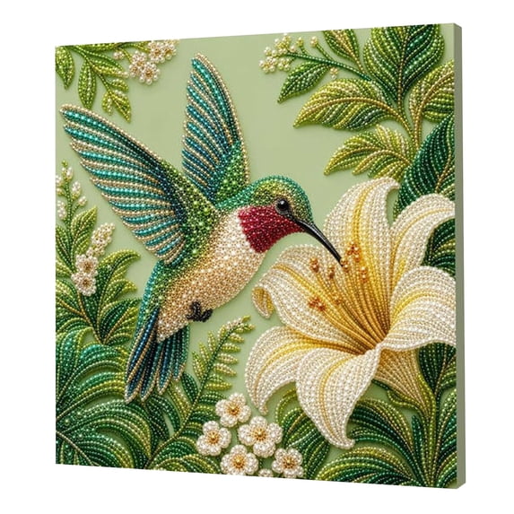 Animal Pearl Art DIY Craft Kit,Handmade 3D Pearl Beads Diamond Dots Paintingfor Adults Beginner,Spring Summer Home Decor Wall Art Painting Kit (Hummingbird)