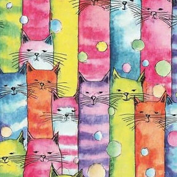 Animal Peel and Stick Wallpaper 17.7in x 9.8ft Colorful Illustrated Cats Whiskers Playful Bubbles Contact Paper Vinyl Waterproof Self Adhesive Wall Paper for Bedroom Shelf Cabinet Renter Friendly