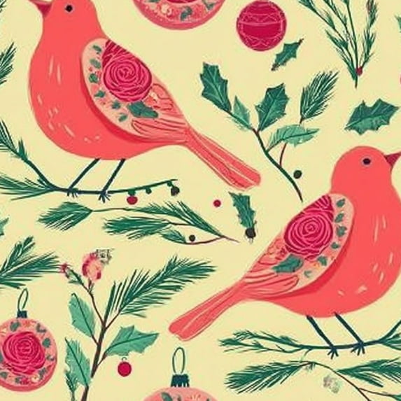 Animal Peel and Stick Wallpaper 23.6in x 9.8ft Christmas Birds Holly Ornaments Pine Branches Contact Paper Vinyl Waterproof Self Adhesive Wall Paper for Bedroom Shelf Cabinet Renter Friendly